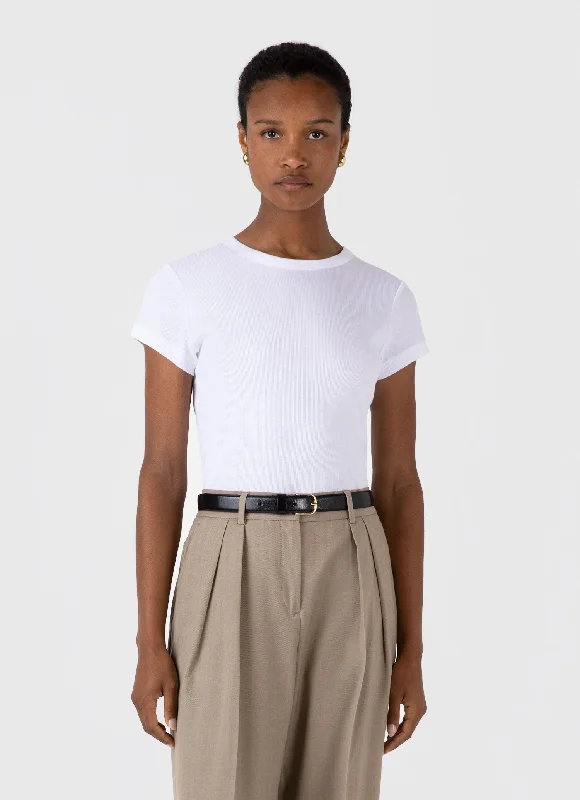 Women's sleeveless t shirt Women's Ribbed T-shirt in White