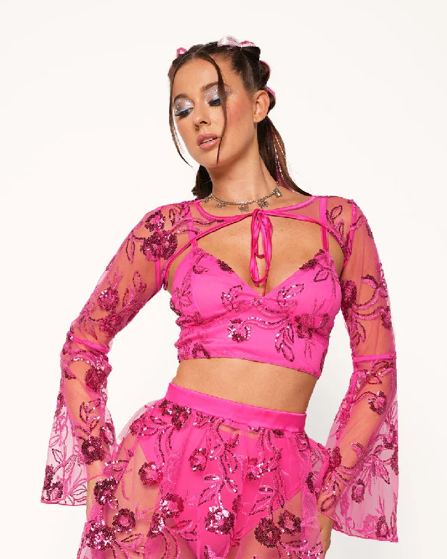 Women's antibacterial long sleeve sport shirt Glimmer in the Garden Tie-Front Ultra Crop Top Women's antibacterial long sleeve sport shirt Glimmer in the Garden Tie-Front Ultra Crop Top