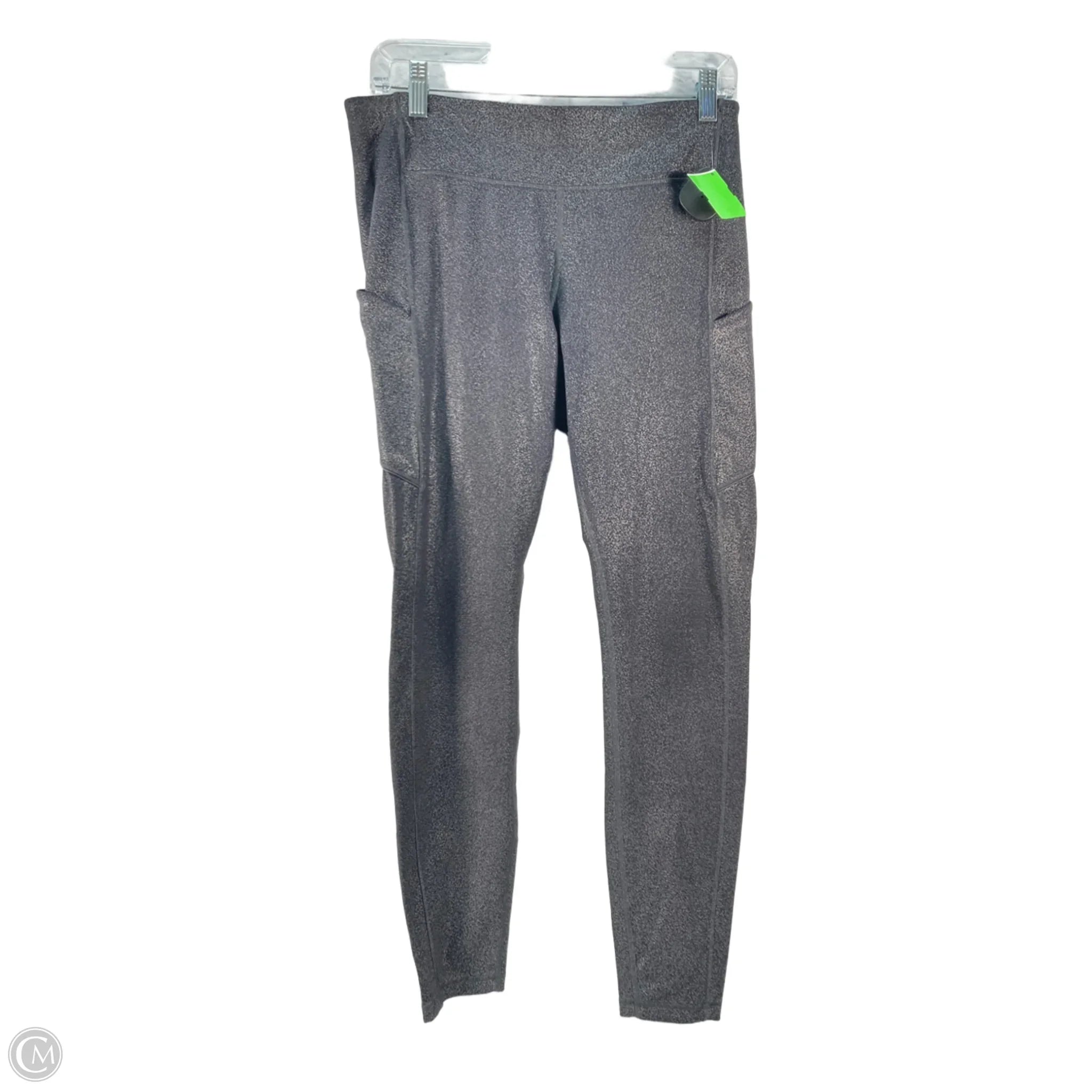 Women's gray tight trousers Athletic Leggings By Lululemon In Black & Silver, Size: M Women's gray tight trousers Athletic Leggings By Lululemon In Black & Silver, Size: M