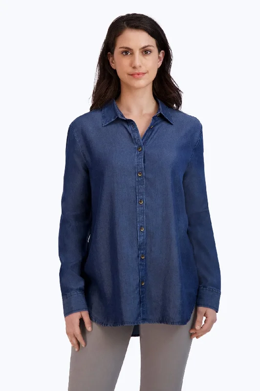 Women's modern - cut long sleeve minimalist shirt Petite women's long sleeve shirtsHampton Tencel® Long Sleeve Shirt, Navy Women's modern - cut long sleeve minimalist shirt Petite women's long sleeve shirtsHampton Tencel® Long Sleeve Shirt, Navy