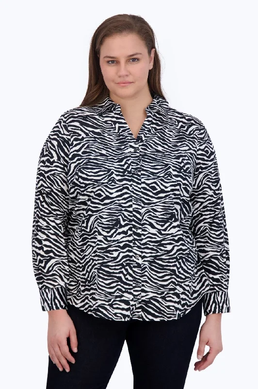 Women's nursing long sleeve shirt for new moms Ralph Lauren long sleeve polo shirtsMary Plus Zebra Print Long Sleeve Shirt