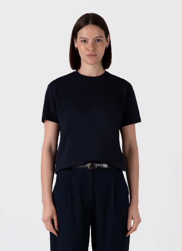 Women's yellow t shirt Women's Boy Fit T-shirt in Midnight Navy