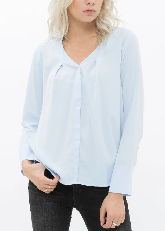 Women's v - neck long sleeve collared shirt Women's V-neck Basic Blouse
