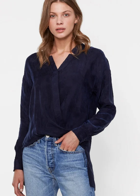 Women's sequined long sleeve evening shirt Women's Wrapped High Low Hem Blouse Top