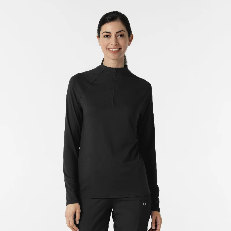 Women's green t shirt Women's Watch Window Quarter Zip Top - Black
