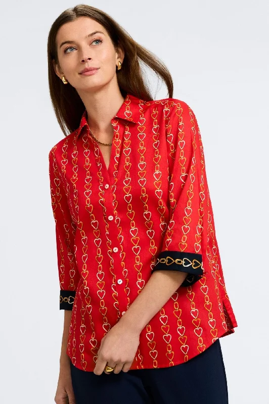 Women's ruffled long sleeve blouse shirt Mary Love Chain 3/4 Sleeve Shirt