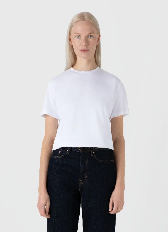 Women's plus size t shirt Women's Boy Fit T-shirt in White