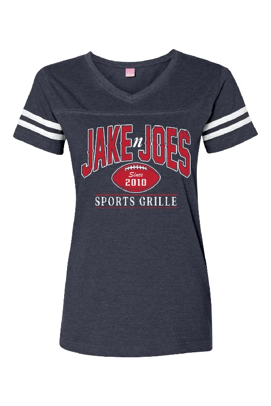 Women's travel t shirt Jake n JOES Women's V-Neck Football Jersey Tee