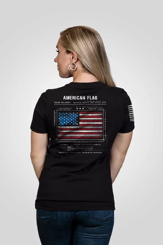 Women's round neck t shirt American Flag Schematic - Women's Relaxed Fit V-Neck Shirt