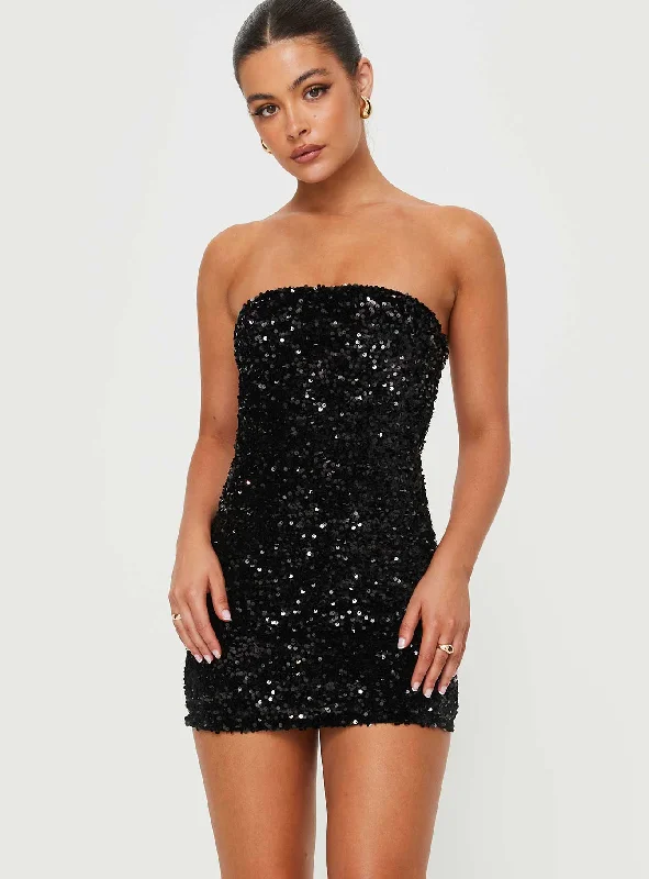 Eldoni Strapless Mini Dress Black