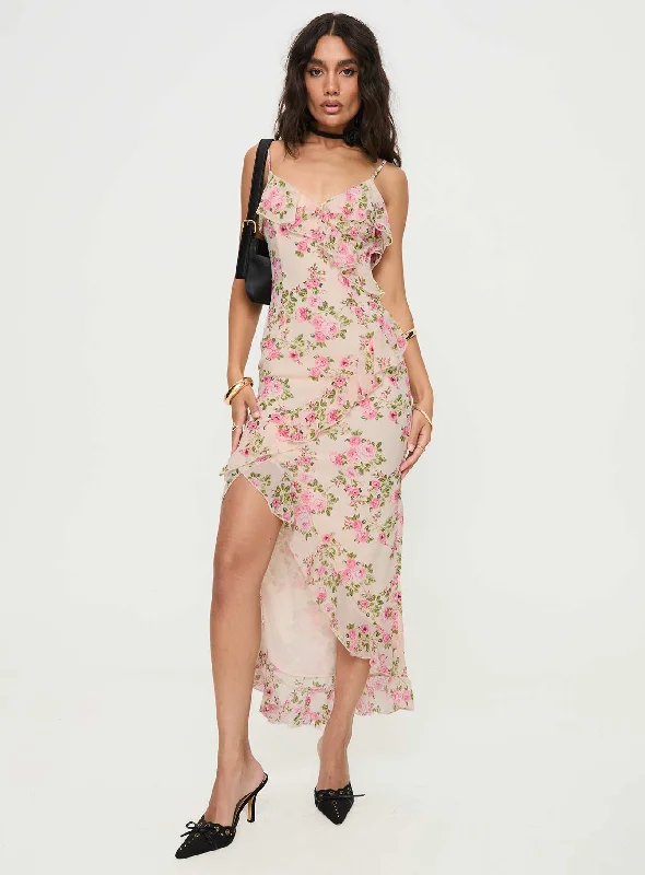 Garys Midi Dress Cream Floral