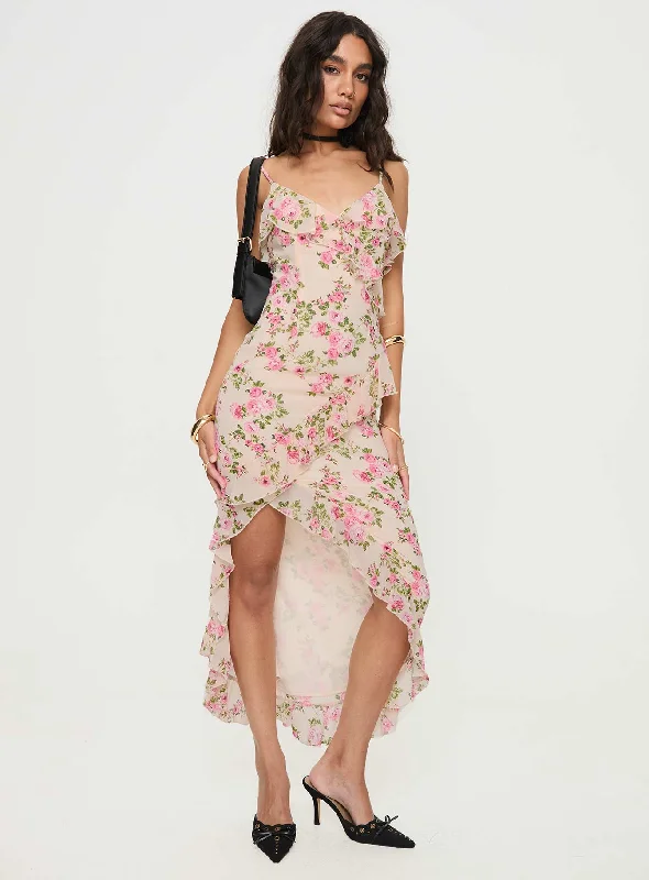 Garys Midi Dress Cream Floral