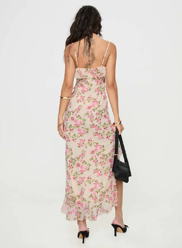 Garys Midi Dress Cream Floral