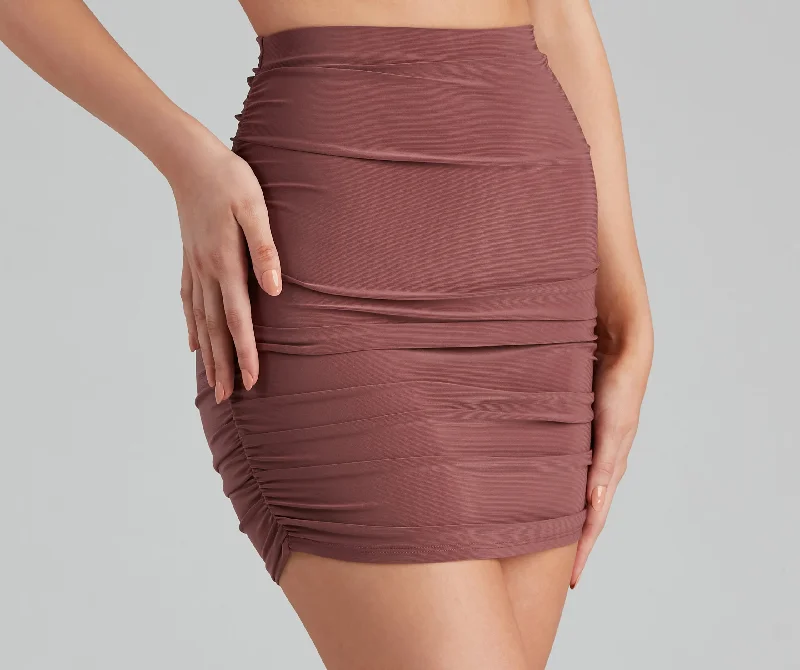 Cutie In Ruched Mini Skirt