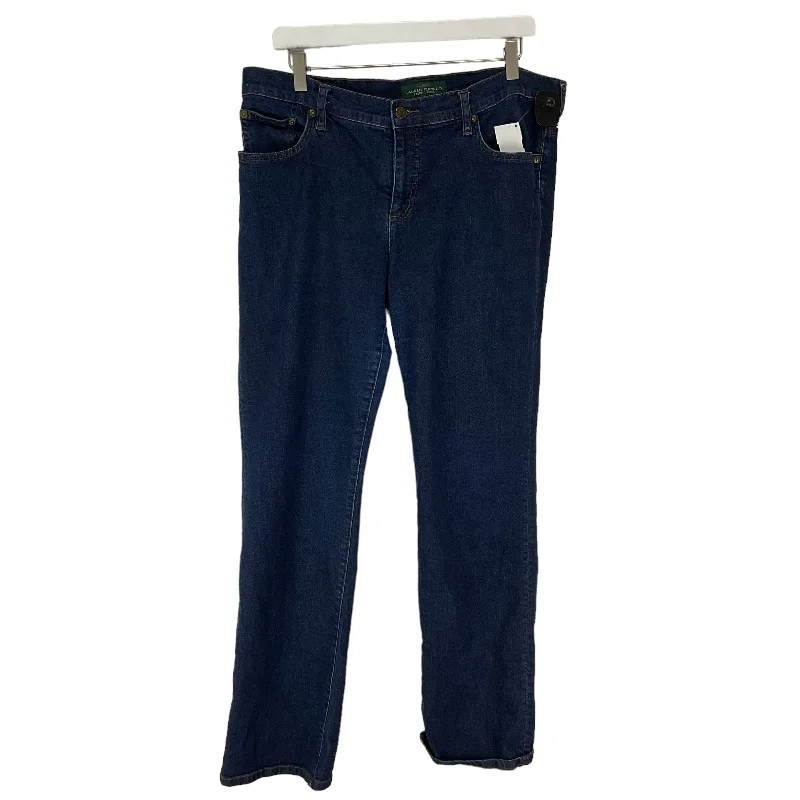 Blue Denim Jeans Straight Lauren By Ralph Lauren, Size 14