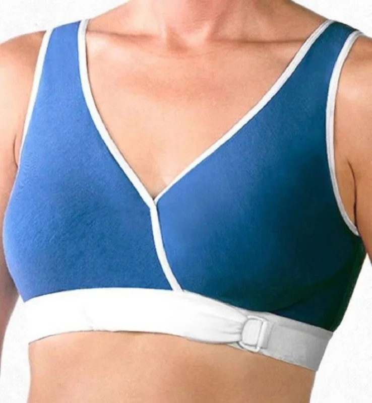 Easy Open Front Close Bra In Blue/white