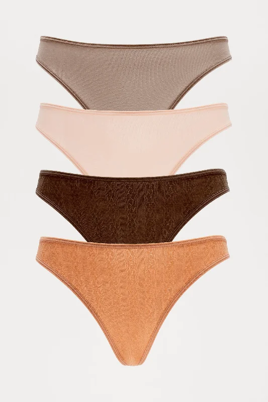 In A Chill Mood Seamless Bikini 4 Pack Panties - Blush/combo