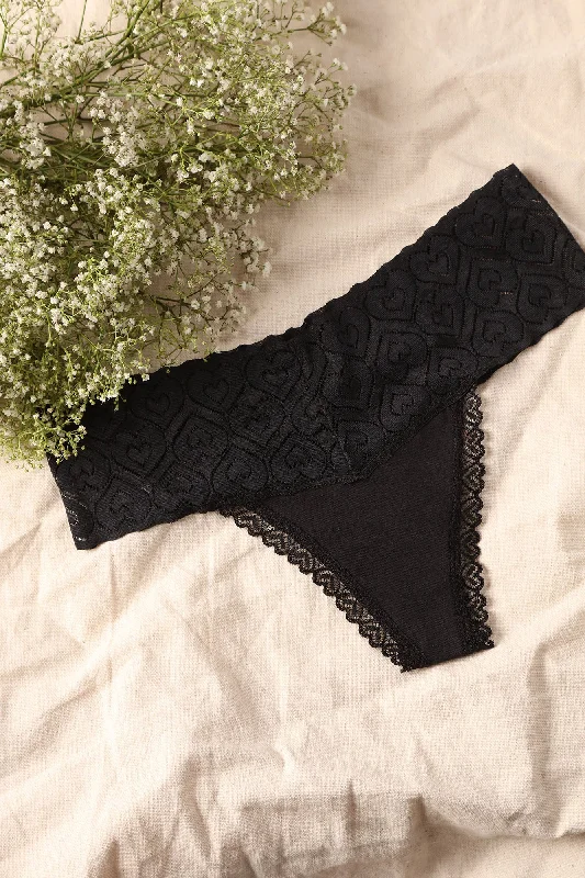 Like Magic Lace Thong Panty - Black