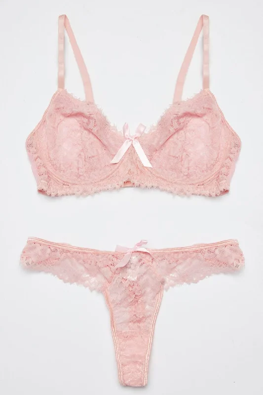 Pink Lace Lingerie Set