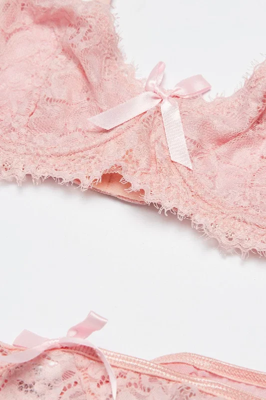 Pink Lace Lingerie Set