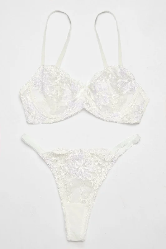 White Embroidered Lingerie Set