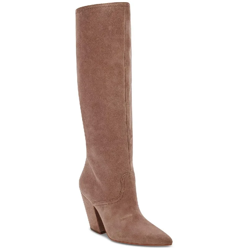 Nathen Womens Suede Pointed Toe Knee-High Boots