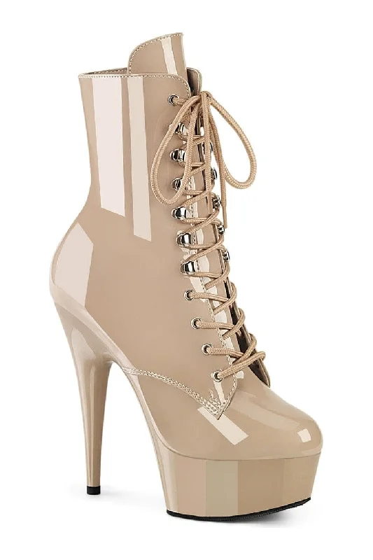 DELIGHT-1020 Nude Patent Ankle Boot