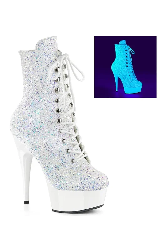 DELIGHT-1020LG White Glitter Ankle Boot