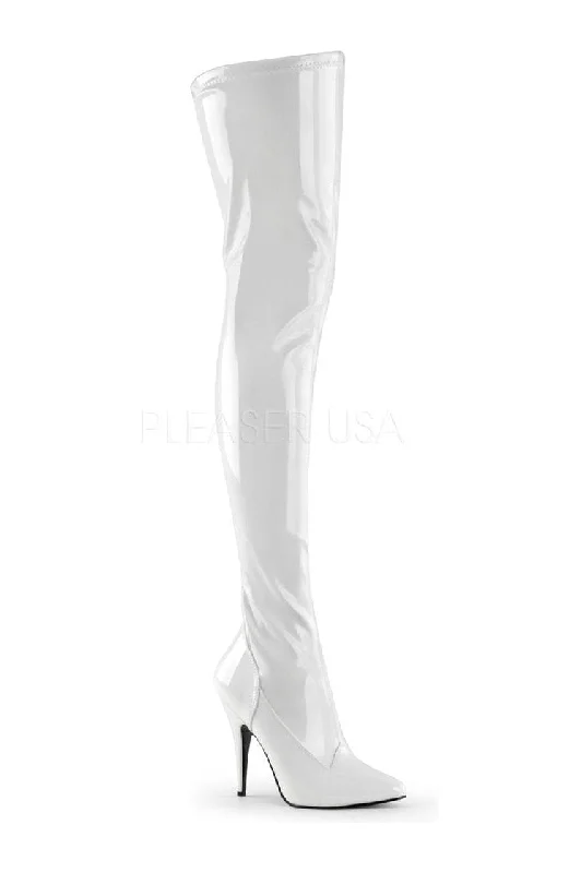 SEDUCE-3000 Thigh Boot | White Patent