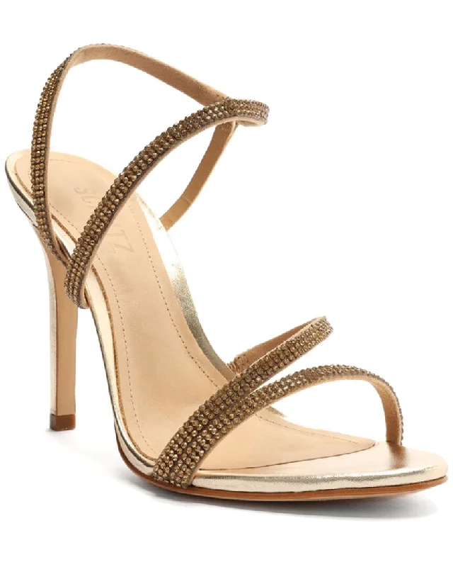 Schutz Mariah Mid Block Leather Sandal