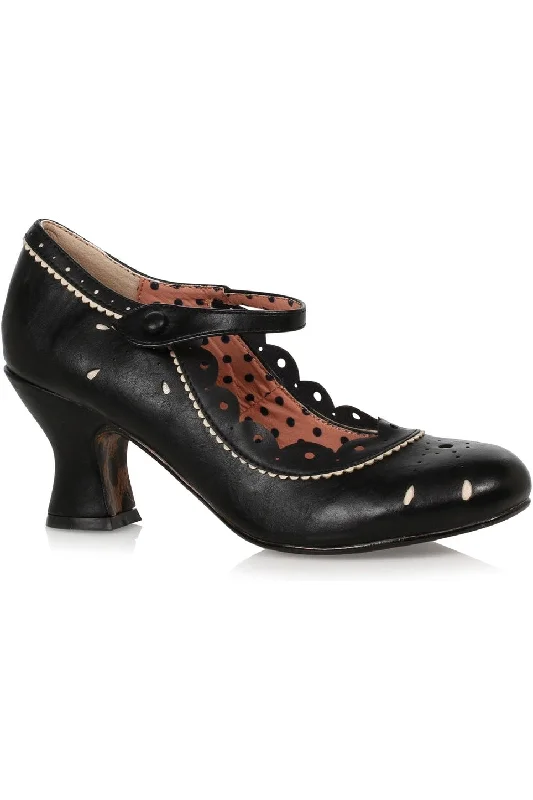 Bettie Page Joyce Pump | Black Faux Leather