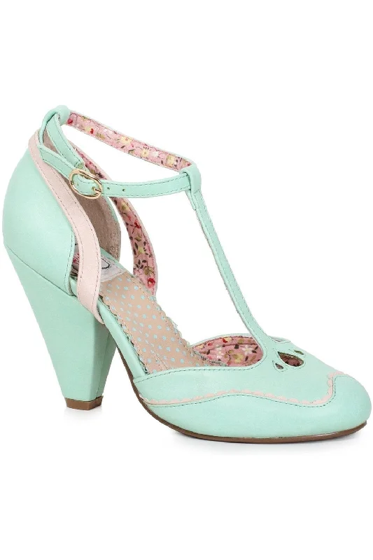 Bettie Page Annalise Vintage Pump  | Green Faux Leather