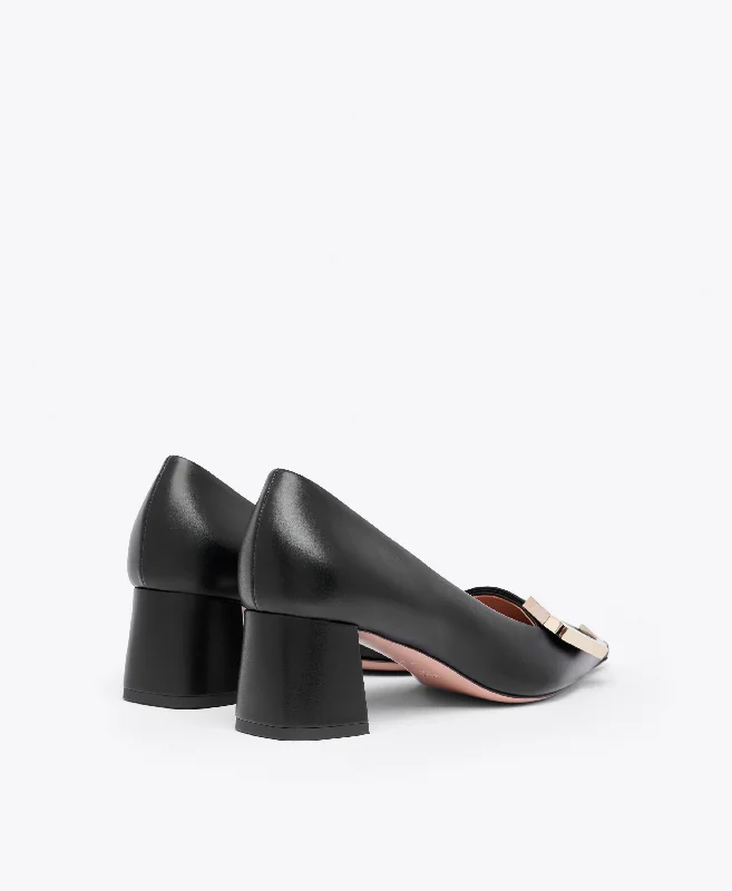 Hayes 45 - Black Leather Kitten Heel Pumps