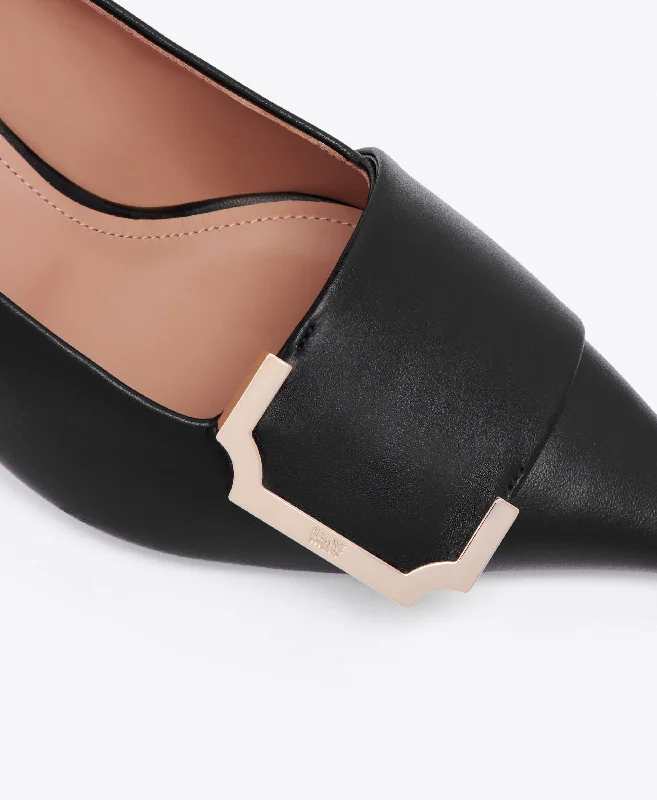 Hayes 45 - Black Leather Kitten Heel Pumps