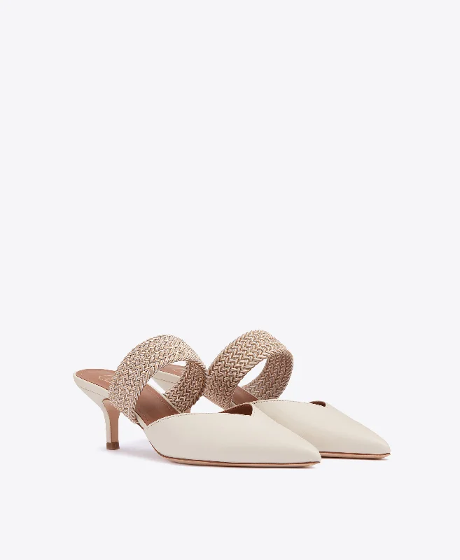 Maisie 45 - Cream Leather Kitten Heel