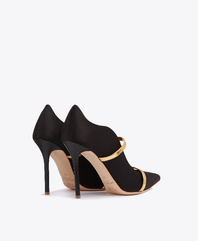 Maureen Pump 100 - Black Gold Satin Stiletto Pump