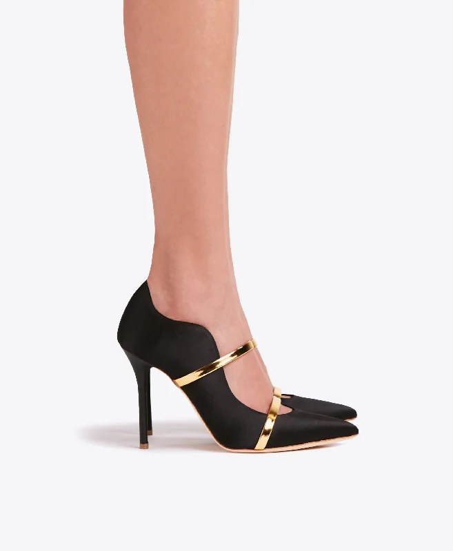 Maureen Pump 100 - Black Gold Satin Stiletto Pump