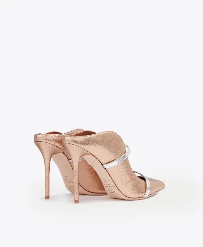 Maureen 100 - Gold Silver Leather Stiletto Mule