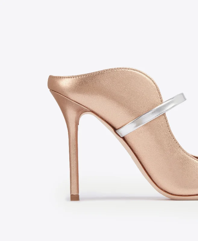 Maureen 100 - Gold Silver Leather Stiletto Mule