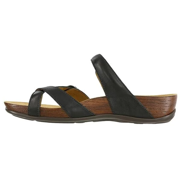 SAS Shelly Slide Sandal Black Leather (Women's)