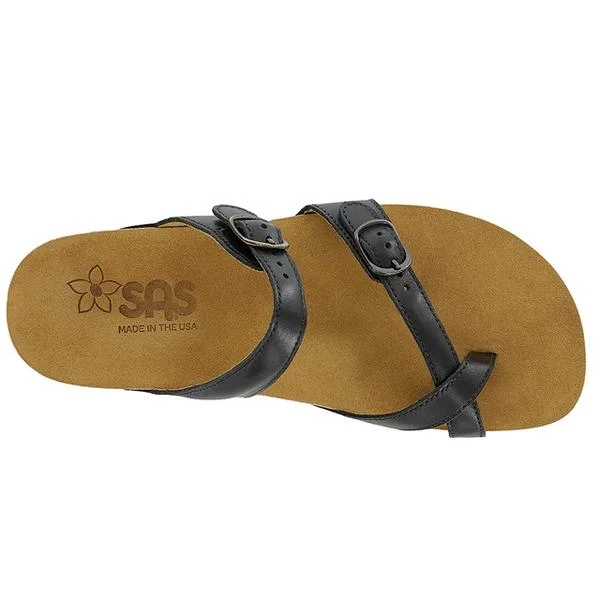 SAS Shelly Slide Sandal Black Leather (Women's)