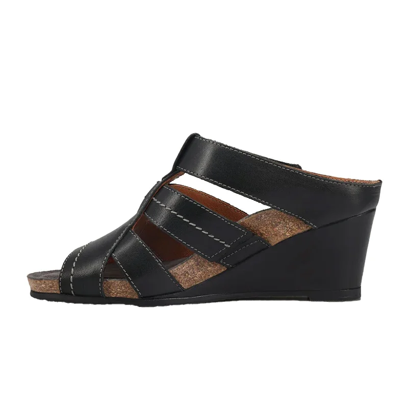 Taos Lydia Wedge Sandal (Women) - Black