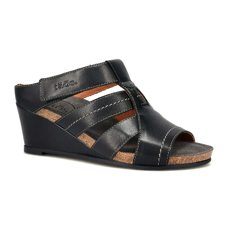 Taos Lydia Wedge Sandal (Women) - Black