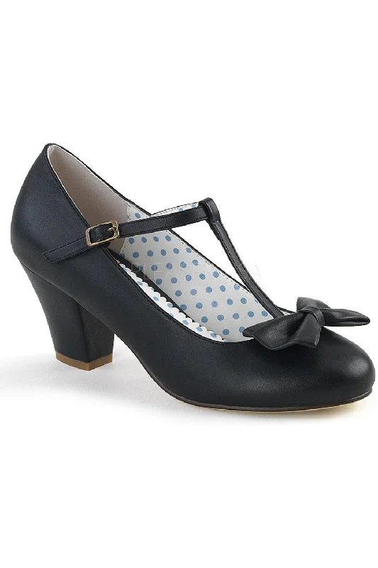 WIGGLE-50 Pump | Black Faux Leather