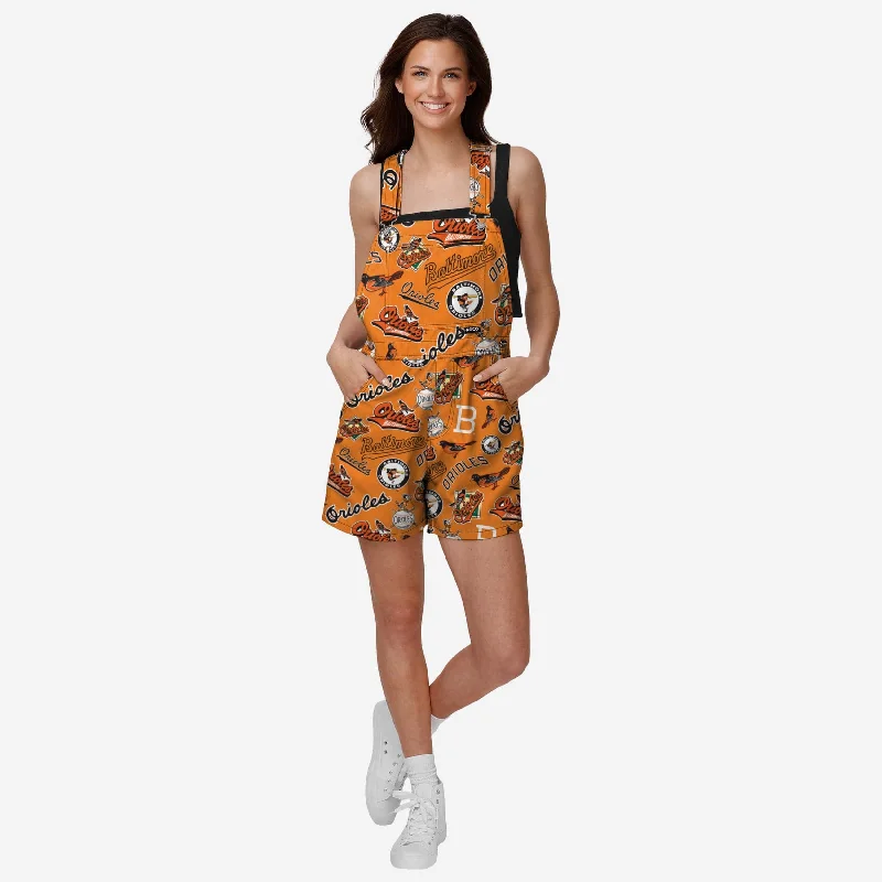 Baltimore Orioles Womens Historic Print Bib Shortalls