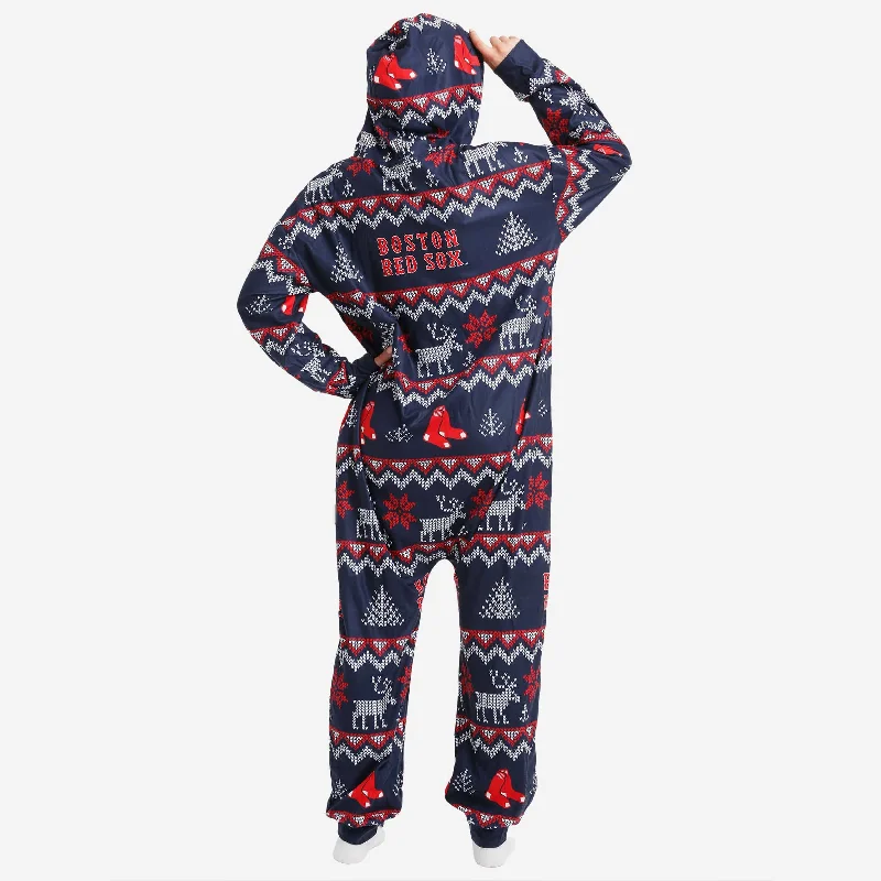 Boston Red Sox Ugly Pattern One Piece Pajamas