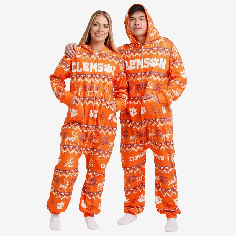 Clemson Tigers Ugly Pattern One Piece Pajamas