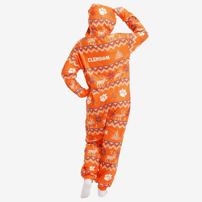 Clemson Tigers Ugly Pattern One Piece Pajamas