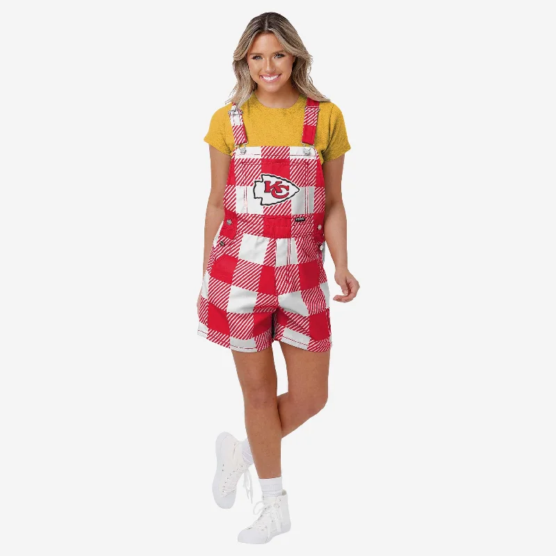 Kansas City Chiefs Womens Plaid Bib Shortalls