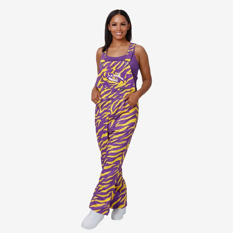 LSU Tigers Womens Tiger Stripe Thematic Bib Overalls